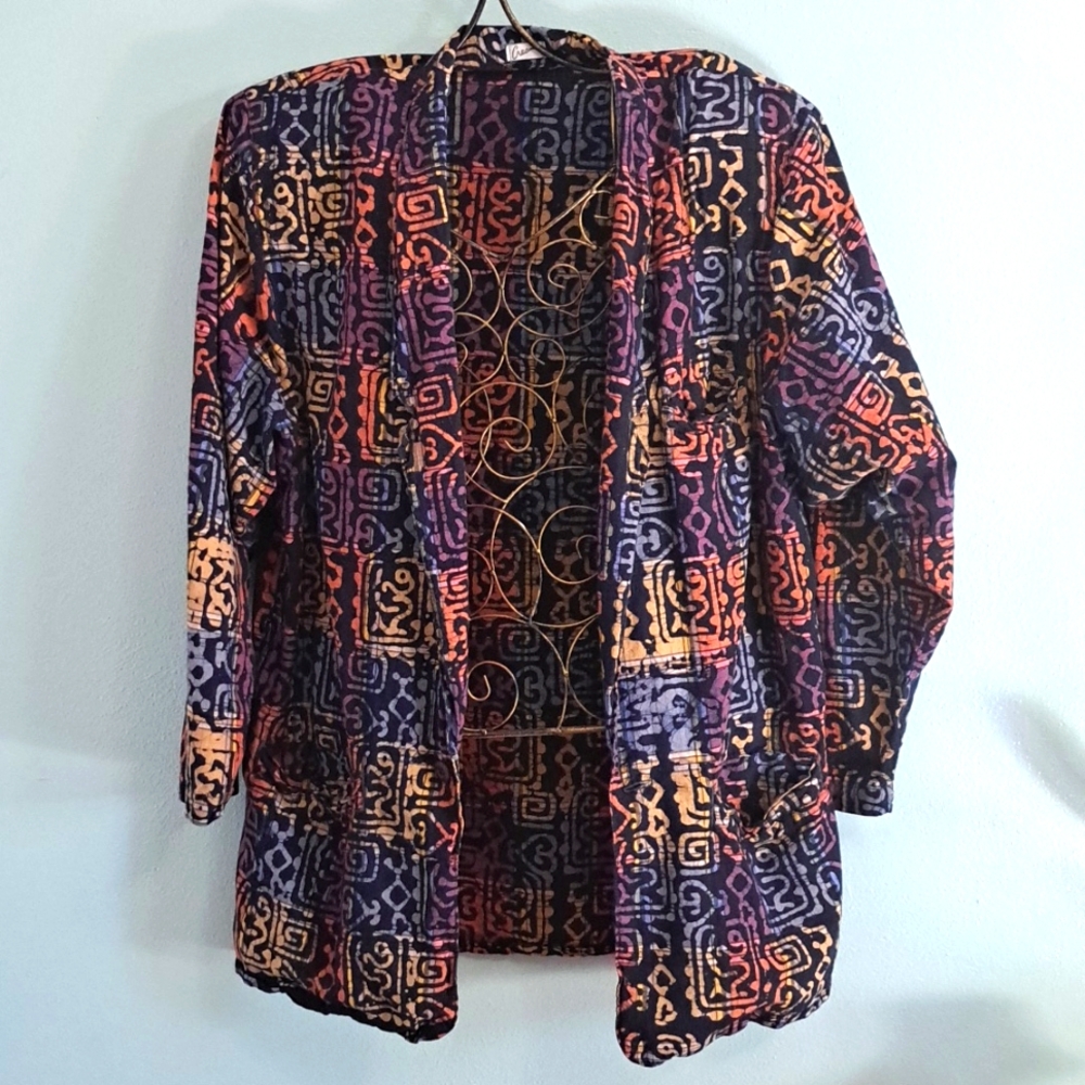 Vintage Emanuel Ravelli Cotton Blazer large bold color boho